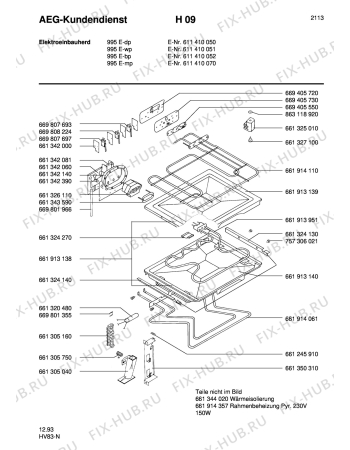 Взрыв-схема плиты (духовки) Aeg COMPETENCE 995E-MP - Схема узла Section5